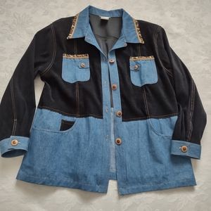 Moleskin denim patchwork vintage shirt jacket